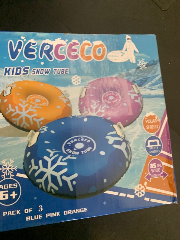 Photo 1 of 1/3 Packs Snow Tube Inflatable Sleds for Kids Snow Tubes for Sledding Heavy Duty 36'' Snow Sleds for Kids and Adult with Handles Outdoor Snow Toys Set for Boys Girl 3PCs-Mix