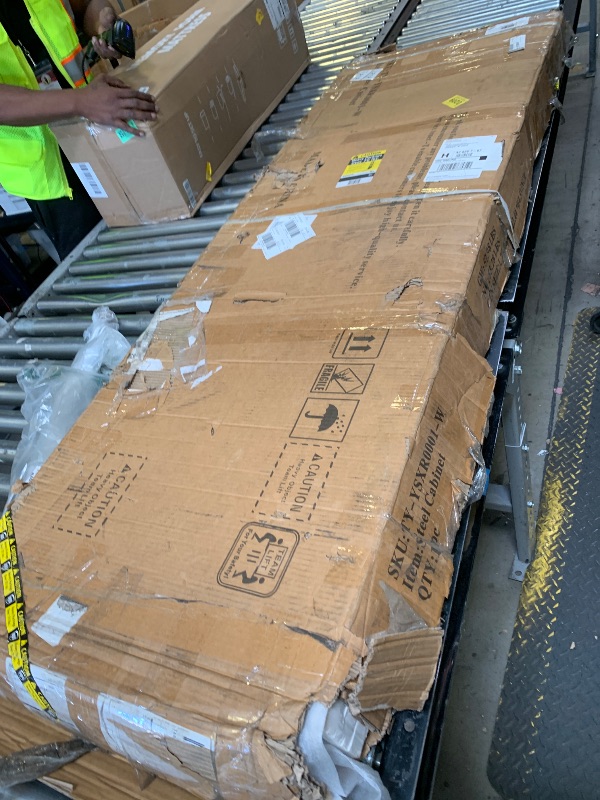 Photo 1 of Yizosh Metal Storage Cabinet - 71" White Kitchen Pantry with 2 Doors and 5 Adjustable Shelves, 5-Tier Tall Steel Locker for Living Room, Dining Room
