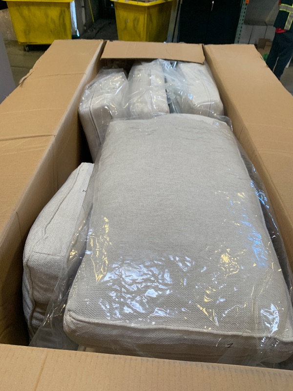 Photo 1 of KEIKI 94" L-Shaped Oversized Modular Linen Sectional Sofa with Rolled Arms, Cushion Back, Modern Style Convertible 5-Seater Corner Couch, Easy Assembly, for Apartment, Living Room, Bedroom, Beige