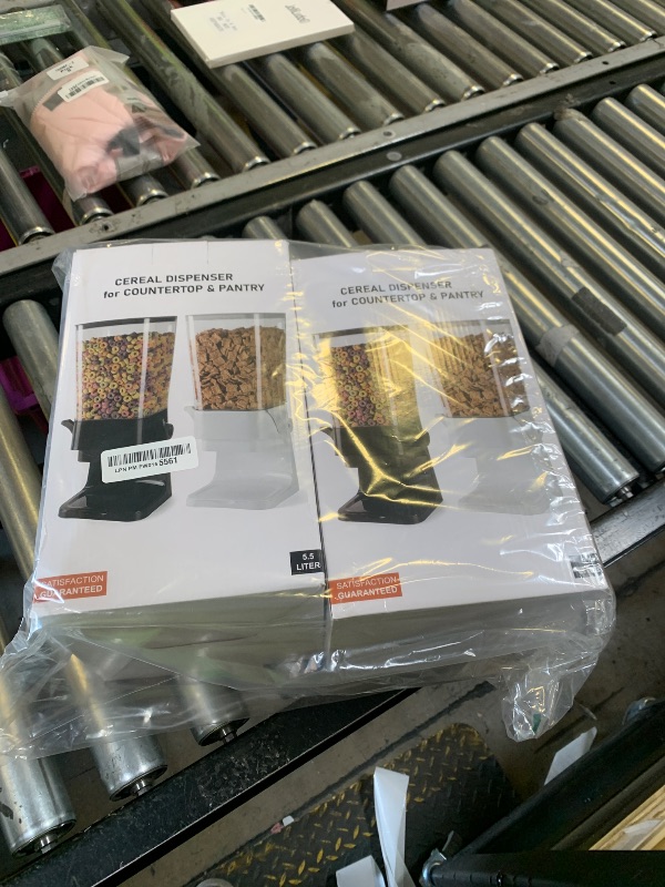 Photo 1 of Qozzix Cereal Dispenser Countertop with Cereal Bowls,16 Labels & Pen, Cereal Containers Storage, Candy Dispenser, Dry Food Dispenser For Pantry - Not Easy to Crush Food (Black, 2 Pack)