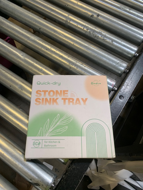 Photo 1 of Homdiva 2Pack Water Absorbing Stone Tray for Sink, Diatomite Drying Coasters for Kitchen & Bathroom Counter, Kitchen Soap Dish Makeup Caddy, Dispenser Sponge Holder Space Organizer, White - 8"x 3.8"