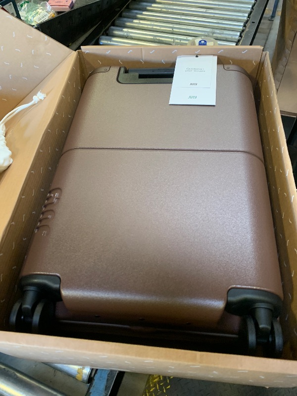 Photo 1 of July Carry On Max Expandable - 21.5" Airline Approved Carry On Luggage with Travel Tote, Rolling Suitcase for Men & Women - TSA Lock Spinner Suitcase, Silent Wheels, Expansion Zip - Dark Brown