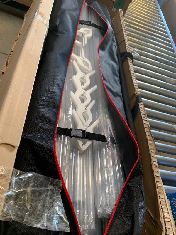 Photo 1 of EMART Backdrop Stand Heavy Duty 12ftx30ft, Adjustable Pipe and Drape Photo Background Support Kit, Metal Frame with Flat Base for Wedding Birthday Party Banquet Decorations