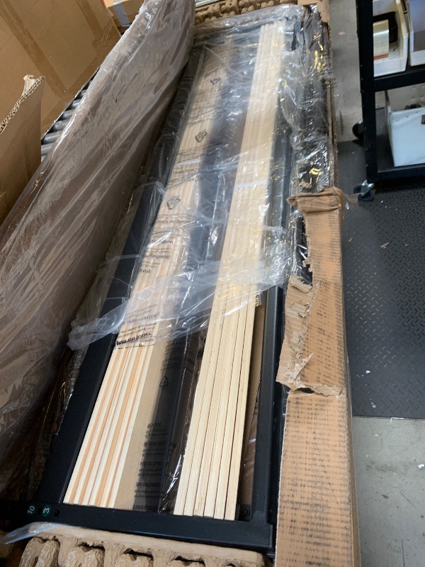 Photo 1 of ZINUS Suzanne 44 Inch Bamboo and Metal Platform Bed Frame, Solid Steel Construction, No Box Spring Needed, Wood Slat Support, Easy Assembly, Chestnut Brown, Queen