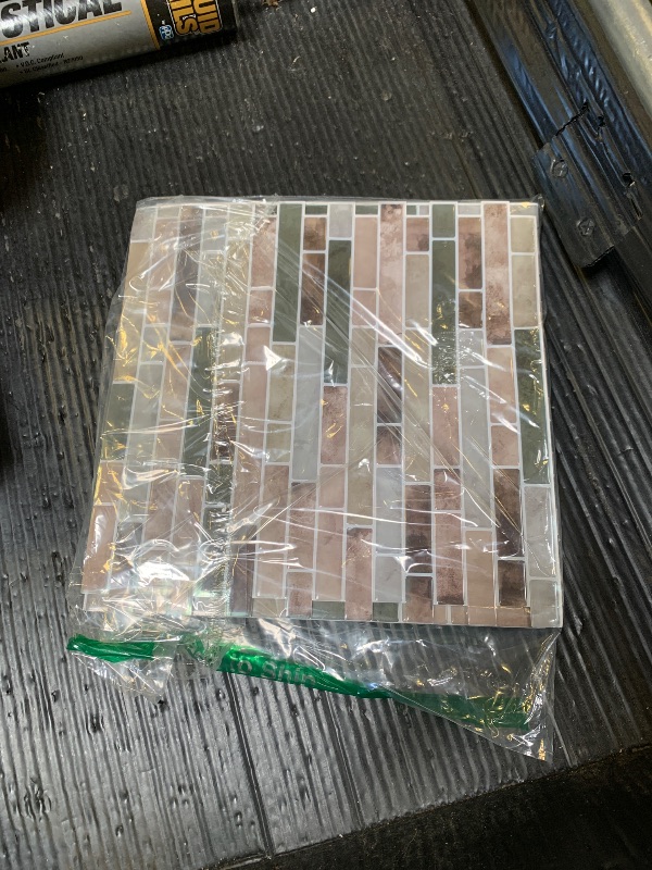 Photo 1 of 10 Sheet Thick Peel and Stick Kitchen Backsplash Tiles,3D Waterproof Self Adhesive Wall Tile Stick on Backsplash for Kitchen,Bathroom and Fireplace(Mixed Green,12"×12")