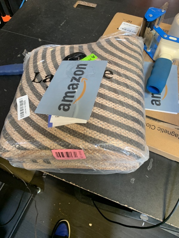 Photo 1 of Lahome Modern Rainbow Easy Jute Office Rug, Washable Rugs 4x6 for Living Room Bedroom Farmhouse Kitchen Mats for Floor, Contemporary Non Slip Floor Carpet for Entryway Backyard Sunroom