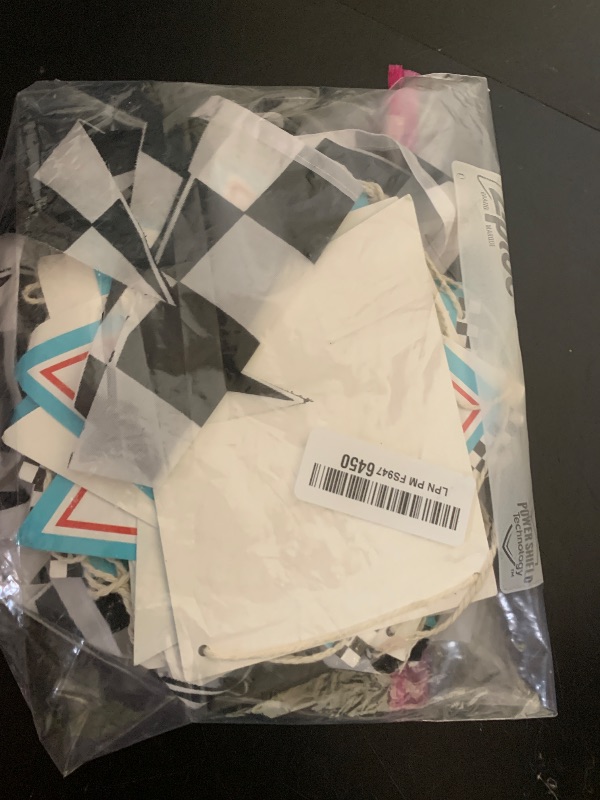 Photo 1 of 10 Meters Checkered Pennant Banner Racing Flag Party Flag Banner Accessory for Race Theme Birthday Party Decoration