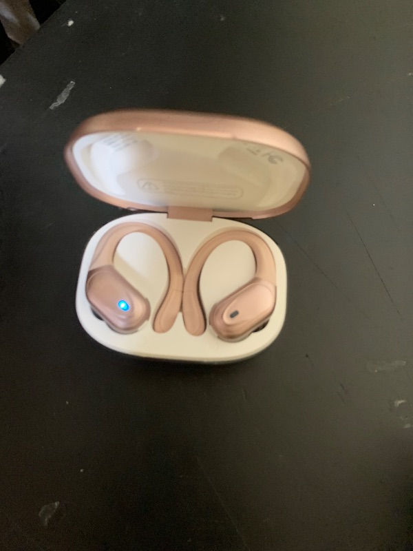 View 2 of HAOYUYAN Wireless Earbuds, Sports Bluetooth Headphones, 80Hrs Playtime Ear Buds with LED Power Display, Noise Canceling Headset, IPX7 Waterproof Earphones for Workout/Running (Rose Gold)