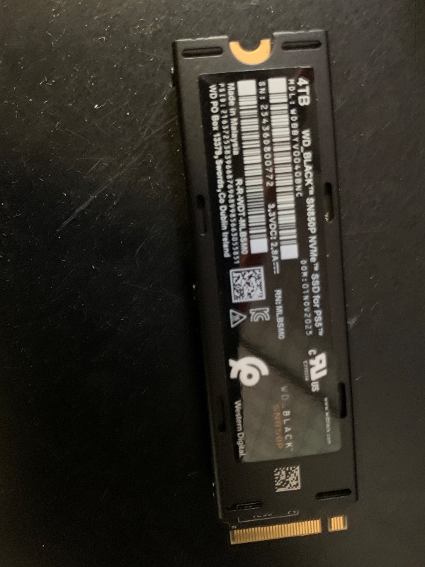 Photo 1 of WD_BLACK 4TB SN850P NVMe M.2 SSD Officially Licensed Storage Expansion for PS5 Consoles, up to 7,300MB/s, with heatsink - WDBBYV0040BNC-WRSN,Black
