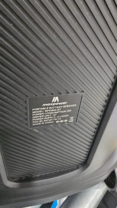 Photo 1 of ***missing power cord***Max Power Rumble 12" Woofer Bluetooth Trolley Speaker with Stand