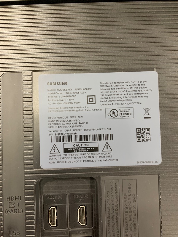 Photo 1 of ***CRACKED SCREEN***
Samsung 65-Inch Class Crystal UHD U8000F 4K Smart TV (2025 Model) Endless Free Content, Crystal Processor 4K, MetalStream Design, Knox Security, Alexa Built-in
