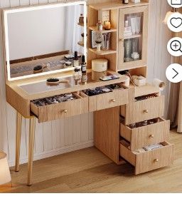 Photo 1 of **Parts Only**
linsy wood vanity with glass top, makeup vanity