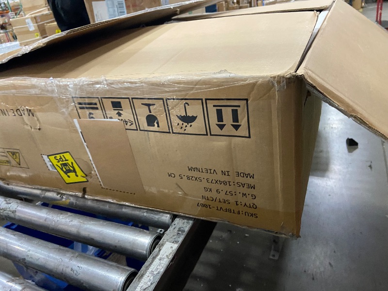 Photo 1 of (MAJOR PARTS XL, ASSEMBLY REQUIRED* DWVO Vanity Table Set with Lighted Mirror and Stool, Makeup Desk with Power Outlets and 4 Drawers, Stylish Dressing Table