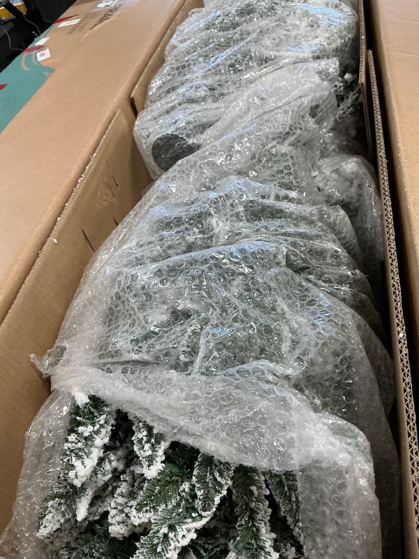 View 4 of ************INCOMPLETE ITEM, THIS IS ONLY BOX #1 OUT OF 2 TOTAL************
Fraser Hill Farm 10-Ft. Pine Valley Flocked Artificial Christmas Tree with Warm White LED Lights and Stand, Prelit Foldable Fake Tree with Realistic Snowy Foliage for Home Decorat