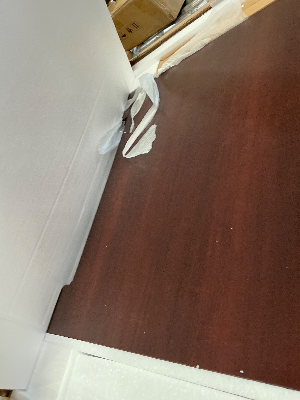 Photo 1 of *** PARTIAL SET - BOX 1 OF 2 ONLY *** Sauder Palladia Office Desk with Drawers, Executive Desk with File Cabinet Storage, Cable Management, Keyboard Tray, in Select Cherry Finish