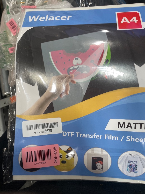 Photo 1 of 100 Sheets DTF Transfer Film Paper A4 Double Sided Thick Clear Pretreat Sheets, PET Heat Transfer Paper for Inkjet Printer DTG Printer Direct Print On T Shirts Textile