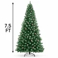 Photo 1 of  Decorated Holiday Christmas Tree, 1,000 PVC Branch Tips, Metal Hinges & Base, Partially Flocked Design, Pine Cones for Home, Office, Party Decoration 7.5 ft