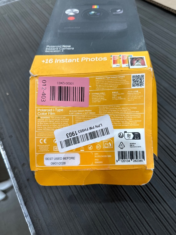 Photo 1 of (missing films) Polaroid Now 3rd Generation I-Type Instant Camera + Film Bundle - Now Black Camera + 16 Color Photos (6560)