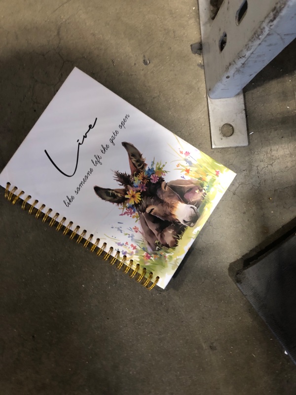 View 2 of ***(minor damage/ see notes for details)****Pugwak Inspirational Positive Donkey Journal Notebook - Rustic Flower Donkey Notebooks College Ruled for Work School, Gifts for Farmer, Office Supplies, Hardcover Spiral Notebook 5.5"x8.3"