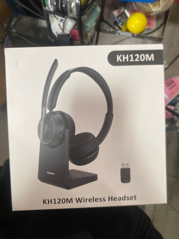 Photo 1 of (2025 Upgraded) Wireless Headset with Mic for Work, Bluetooth Headset with Noise Canceling Microphone with Dongle, Charging Base & Mic Mute, Wireless Headphones for Work from Home/PC/Computer