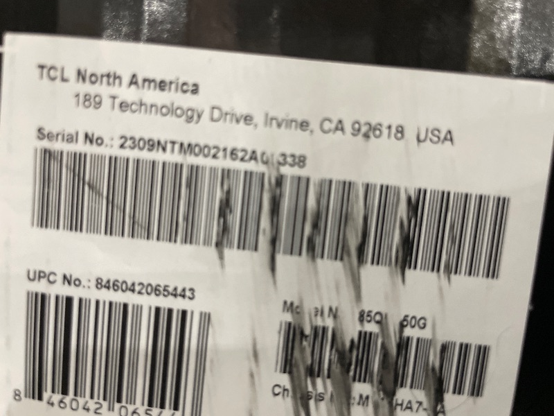 Photo 1 of **DAMAGED*** TCL 85-Inch QM8 QLED 4K Smart Mini LED TV with Google TV (85QM850G, 2023 Model) Dolby Vision, Dolby Atmos, HDR Ultra, Game Accelerator up to 240Hz, Voice Remote, Works with Alexa, Streaming Television