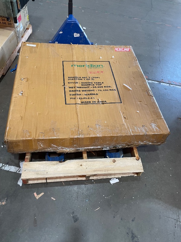 Photo 1 of ***TABLETOP ONLY**Meridian Furniture 885-T Emery Collection Modern | Contemporary Dining Table with Brushed Gold Stainless Steel, Genuine White Marble Top, 48" W x 48" D x 30" H, Gold