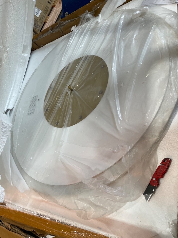 Photo 1 of ***TABLETOP ONLY**Meridian Furniture 885-T Emery Collection Modern | Contemporary Dining Table with Brushed Gold Stainless Steel, Genuine White Marble Top, 48" W x 48" D x 30" H, Gold