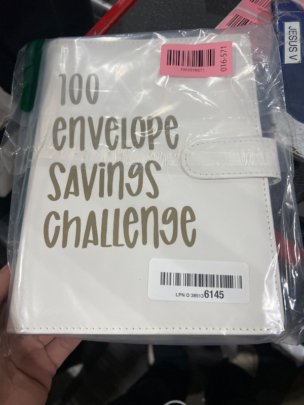 Photo 1 of 100 Envelopes Money Saving Challenge, 100 Envelope Challenge Binder, Easy and Fun Way to Save $5,050, Savings Challenges Budget Book Binder with Cash Envelopes for Office,Home,School (White)