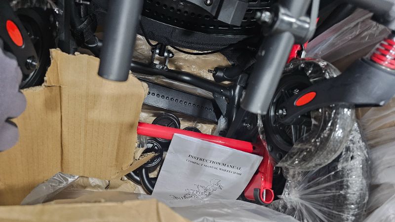 Photo 1 of ***PARTS ONLY***Lightweight Foldable Reclining Wheelchair Travel Wheelchairs for Seniors with High Back & Removable Headrest Manual Wheelchair Foldable Pedals, Support 330lbs