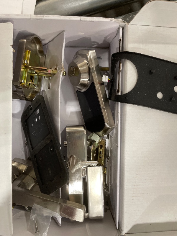 Photo 1 of *************FOR PARTS ONLY- MISSING PARTS**************
Veise VE06-H Smart Front Door Lock Set, App Control, Keyless Entry Deadbolt with Lever Handle, Electronic Digital Touchscreen Keypad, Auto Lock, Easy Install, Satin Nickel