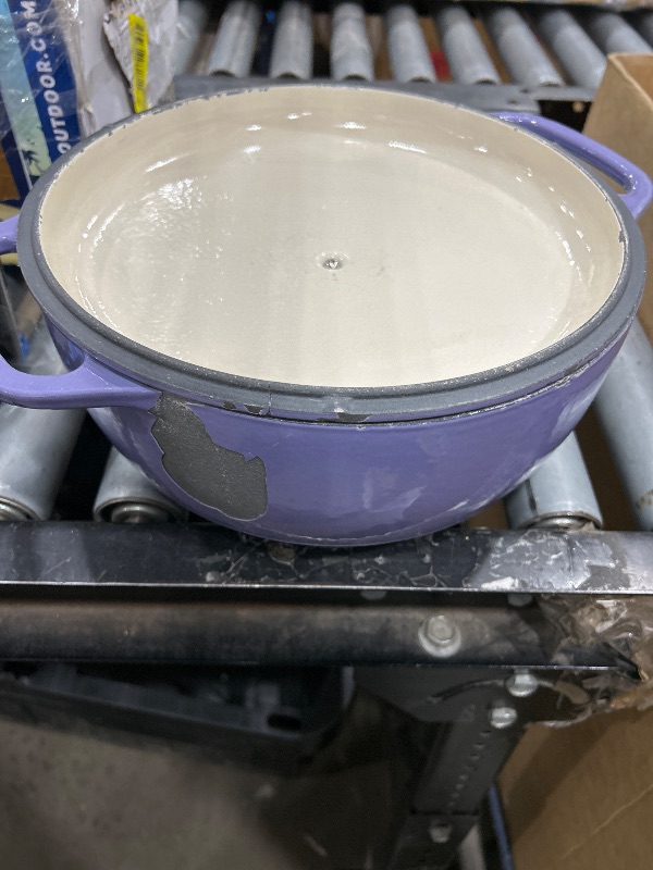 View 5 of (View images. Sold as parts) Lodge 6 Quart Enameled Cast Iron Dutch Oven with Lid – Dual Handles – Oven Safe up to 500° F or on Stovetop - Use to Marinate, Cook, Bake, Refrigerate and Serve – Lilac