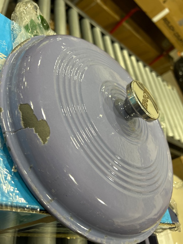 View 3 of (View images. Sold as parts) Lodge 6 Quart Enameled Cast Iron Dutch Oven with Lid – Dual Handles – Oven Safe up to 500° F or on Stovetop - Use to Marinate, Cook, Bake, Refrigerate and Serve – Lilac