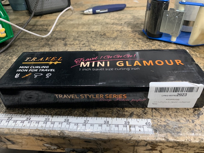 Photo 1 of 1 Inch Mini Travel Curling Iron, 100-240V Travel Dual Voltage Curling Iron for Short Hair with 5 Heat Settings, Small Curling Wand with Temperature Memories and Lock, Rose Gold