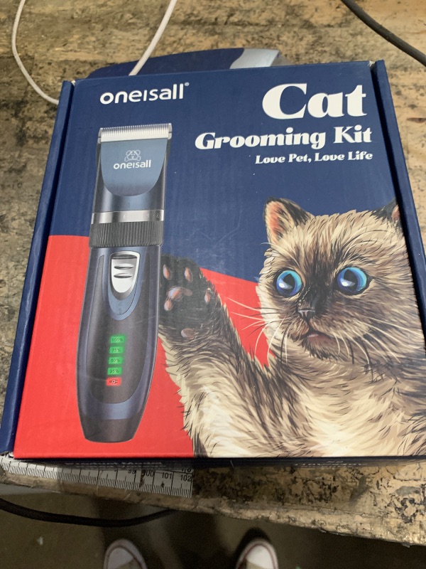 Photo 1 of ***(MISSING CHARGER/ UNABLE TO TEST ITEM)***oneisall Quiet Cat Clippers for Matted & Long Hair, 2-Speed Cordless Pet Shaver Grooming Kit for Cats, Small Dogs & Animals (Blue)
