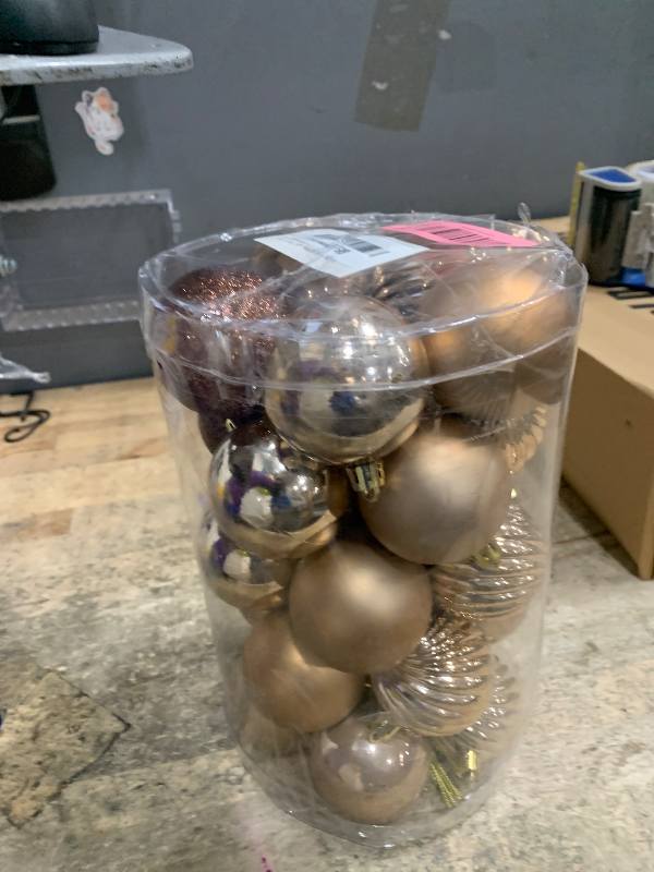 View 2 of 2.36" Bronze Christmas Balls Ornaments 25 Pcs Shatterproof Christmas Ornaments Set Matte Mini Bronze Ornament for Xmas Tree Halloween Holiday Party