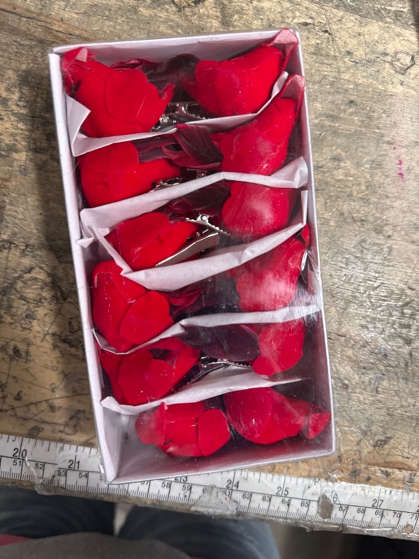 View 2 of 12 Small Red Cardinal Christmas Ornaments Clip on Cardinals Red Birds for Christmas Tree Decorations Crafts Wreath Garland Cardinals Decor, Velvet & Feathers