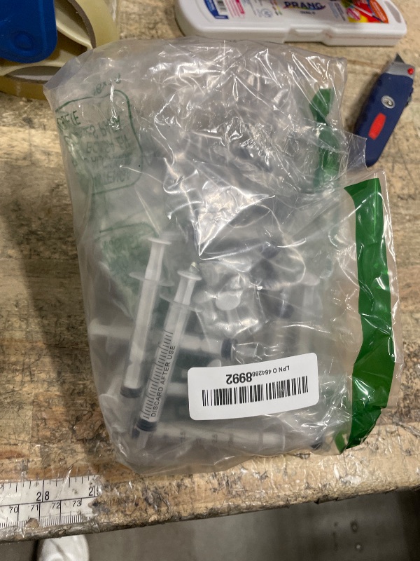 Photo 1 of 100 Pack 3mL Syringe with Tip Cap for Liquid, 3cc Plastic Syringes with Cover, Non-Sterile, No Needle