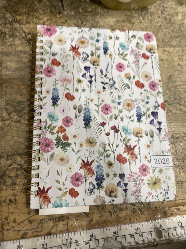 Photo 1 of 2026 Planner, Weekly and Monthly Calendar Planner for Women, Jan 2026 - Dec 2026, Hardcover Planning Agenda Book with Tabs, Spiral Bound, Inner Pocket, Perfect for School Office Supplies, 6.3" x 8.5" - Wildflowers