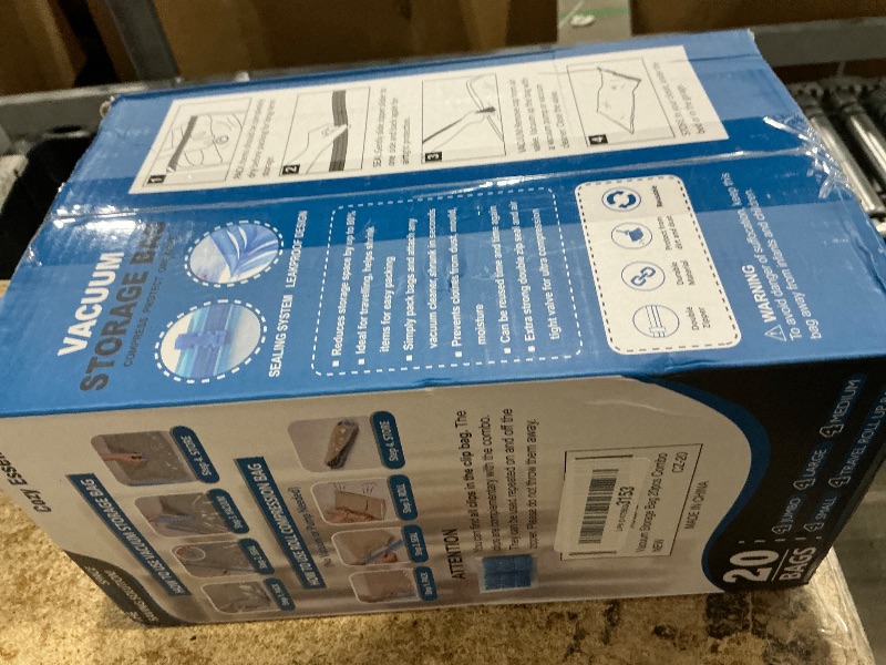 Photo 1 of 20 Pack Vacuum Storage Bags, Space Saver Bags (4 Jumbo/4 Large/4 Medium/4 Small/4 Roll) Compression for Comforters and Blankets, Sealer Clothes Storage, Hand Pump Included