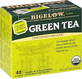 Photo 1 of  BEST BY : OCT 2028

Bigelow Tea
Organic Green Tea Bags Box, Caffeinated Tea with Green Tea, 40 Count Box (Pack of 6), 240 Total Tea