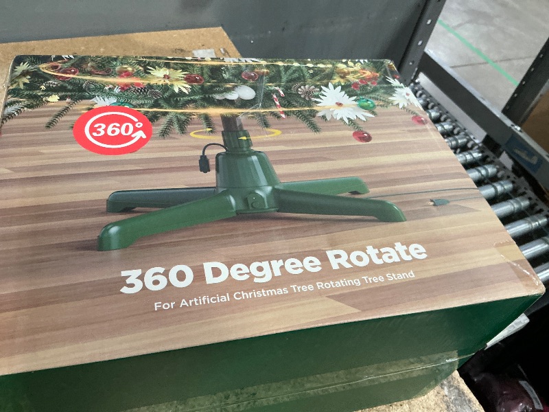 Photo 1 of (2025 Upgrade) Rotating Christmas Tree Stand with Remote Control, Stable 360 Revolving Tree Base Stand, Up to 7.5ft 90lb. Adjustable Christmas Tree Holder for Xmas Tree, Artificial Tree (Green)