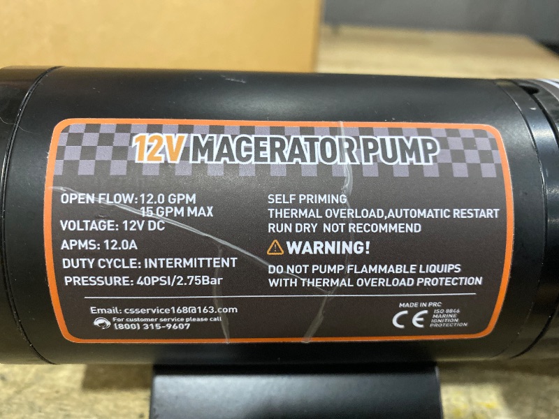 Photo 1 of 12V RV Portable Macerator Waste Pump for Sewage, 12GPM Suction 3.2 feet Lift 10 feet, Complete RV Macerator Pump Kit for Right Out of Box