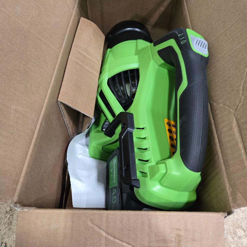 View 3 of **Powers On** Leaf Blower Cordless with 2 x 4.0Ah Battery and Charger, 780CFM 260MPH Electric Blower with 2 Speeds, 20V Handheld Leaf Cleaner for Lawn Care, Blowing Leaves, Dust, Snow, Gravel for Patio, Yard, Green