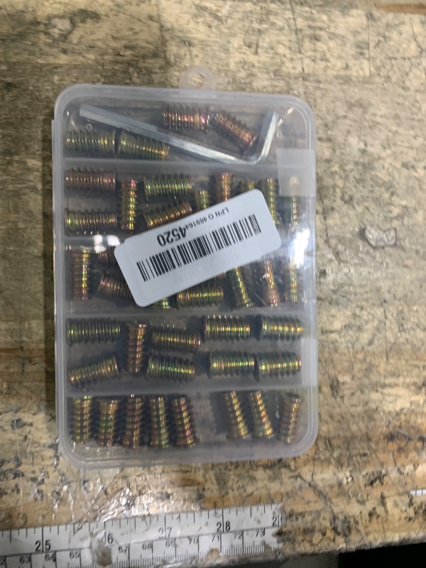 Photo 1 of 1/4"-20 Hex Drive Nut Inserts for Wood with Hex Wrench 40 Pieces