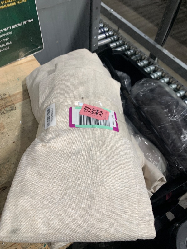 Photo 1 of 100% Blackout Shield Linen Look Textured Pinch Pleated Curtains Blackout Drapes 90 Inch Long 2 Panels Set, Faux Linen Blackout Curtains for Bedroom & Living Room, 40" W x 90" L, Cream