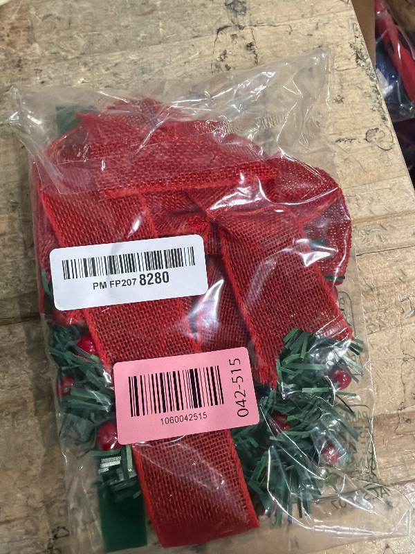 Photo 1 of 21Inch Christmas Berry Garland with Red Bow, Kitchen Cabinet Decor for Holiday, Festive Door Window Hanging Wreath for Home Xmas Party?2Pcs?