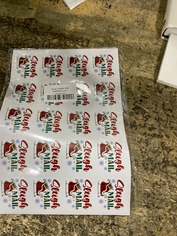 Photo 1 of 200 PCS Christmas Business Packaging Stickers,Sleigh Mail,Holiday Gift Wrapping Thank You Sticker for Envelopes Shipping Boxes Product Packaging