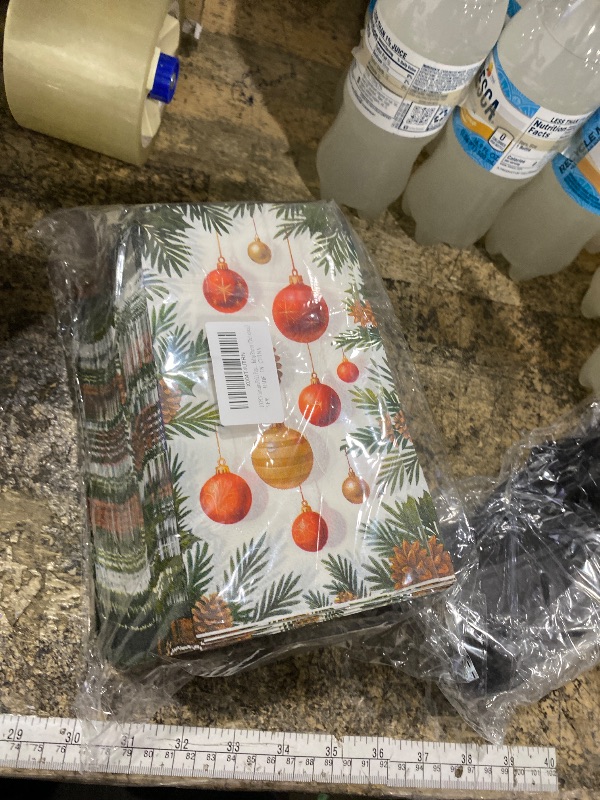 View 2 of 100Pcs Christmas Paper Napkins - Xmas Balls Dinner Napkins Disposable Hand Paper Towels Winter Decorative Party Napkin for Home Kitchen Bathroom Holiday