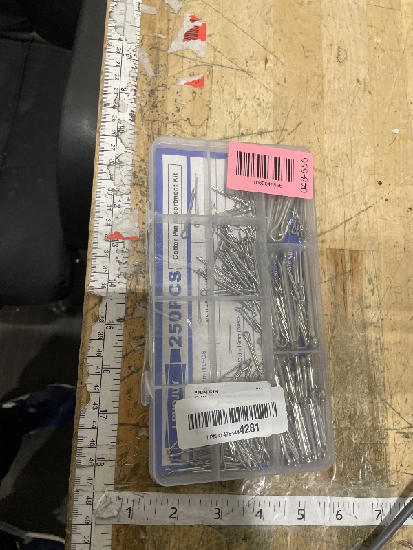 Photo 1 of 250PCS Cotter Pin Assortment Kit, 12 Sizes, 304 Stainless Steel, Hardware Pins for Trailer, Truck, Tractor, Automotive, Hitch and Locking Systems