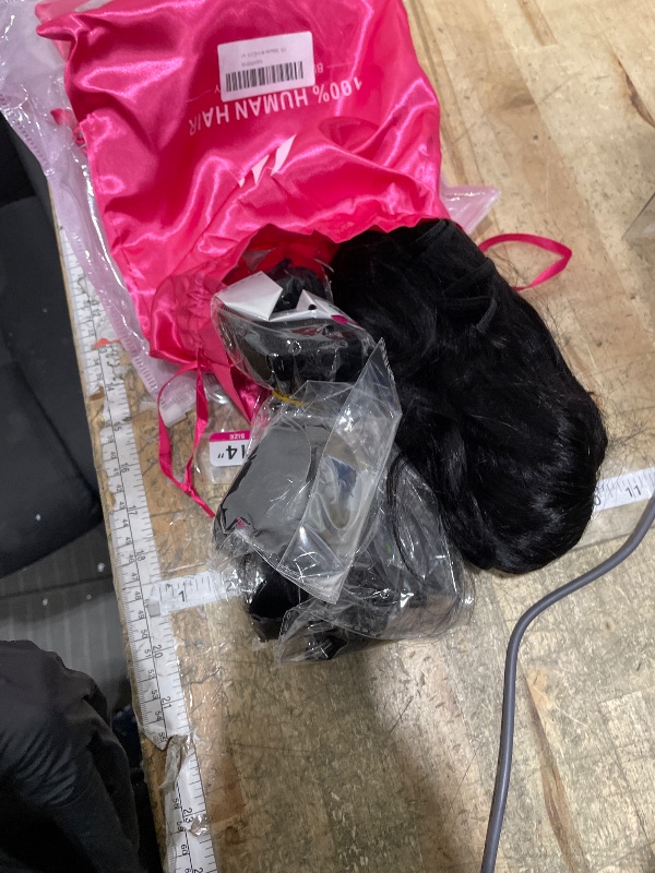 Photo 1 of 12A Human Hair Bundles with Closure 16 18 20 with 14 Inch Brazilian Body Wave 3 Bundles Human Hair with 4x4 HD Lace Closure 100% Unprocessed Virgin Human Hair Weave